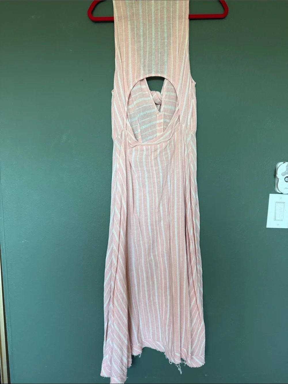 Free People Sleeveless Pink Striped Buttoned & Tie-Front Maxi Dress Size M